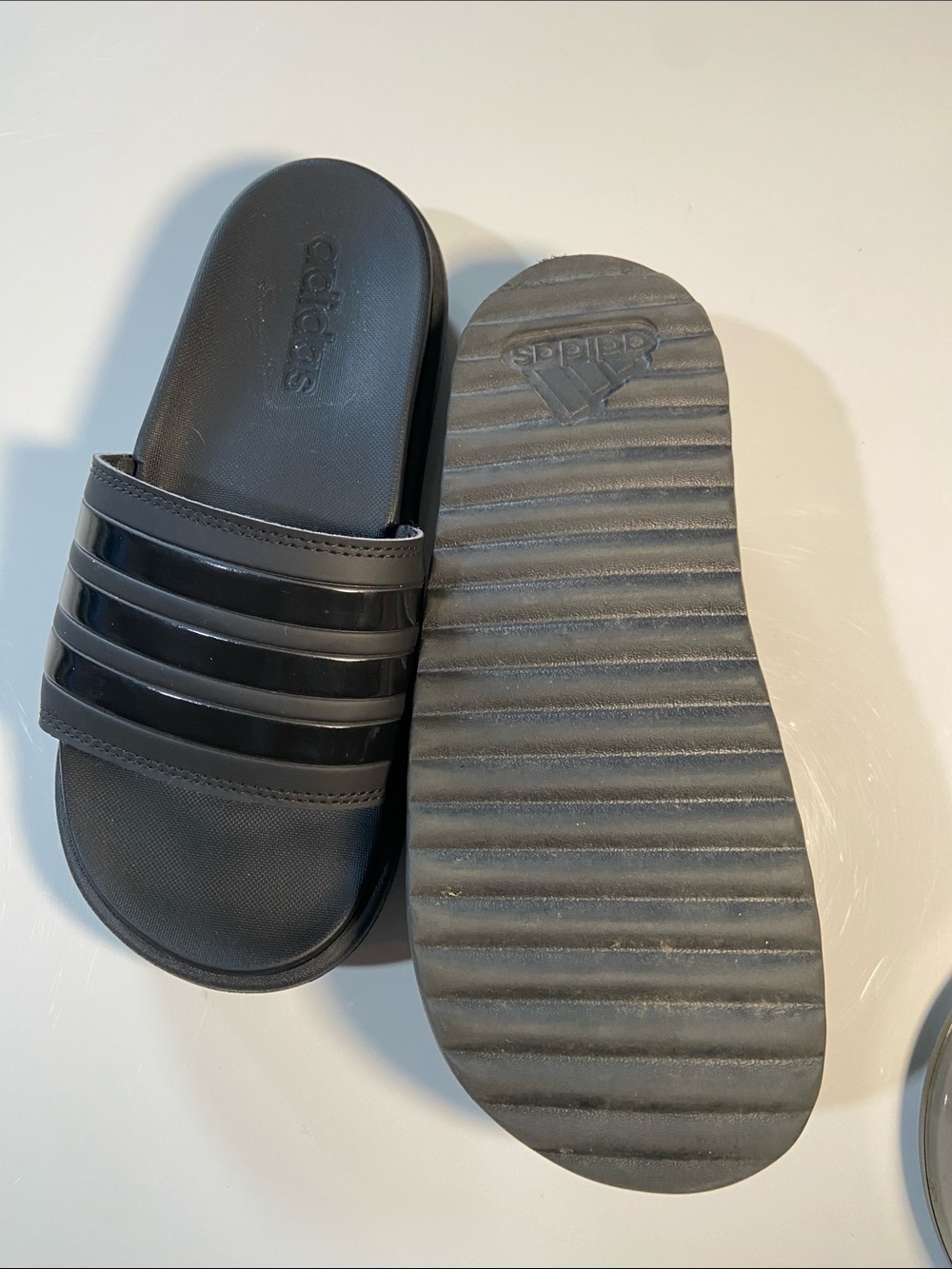 Adidas Adilette Platform Slides in Core Black. - Picture 4 of 8
